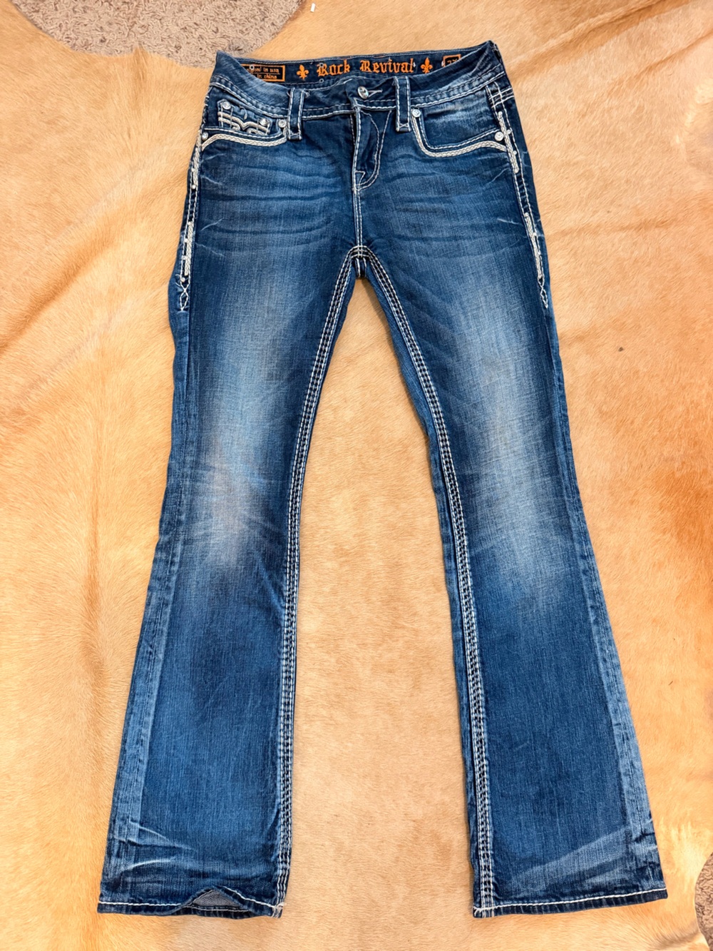 Rock Revival Betty Classic Women's Blue studded Denim Jeans - boot cut